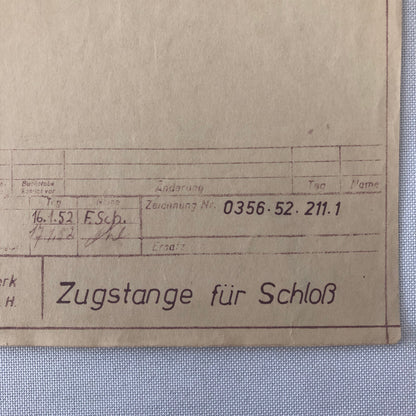 Vintage Porsche Reutter & Co Coachbuilder Factory Part Blueprint Document German