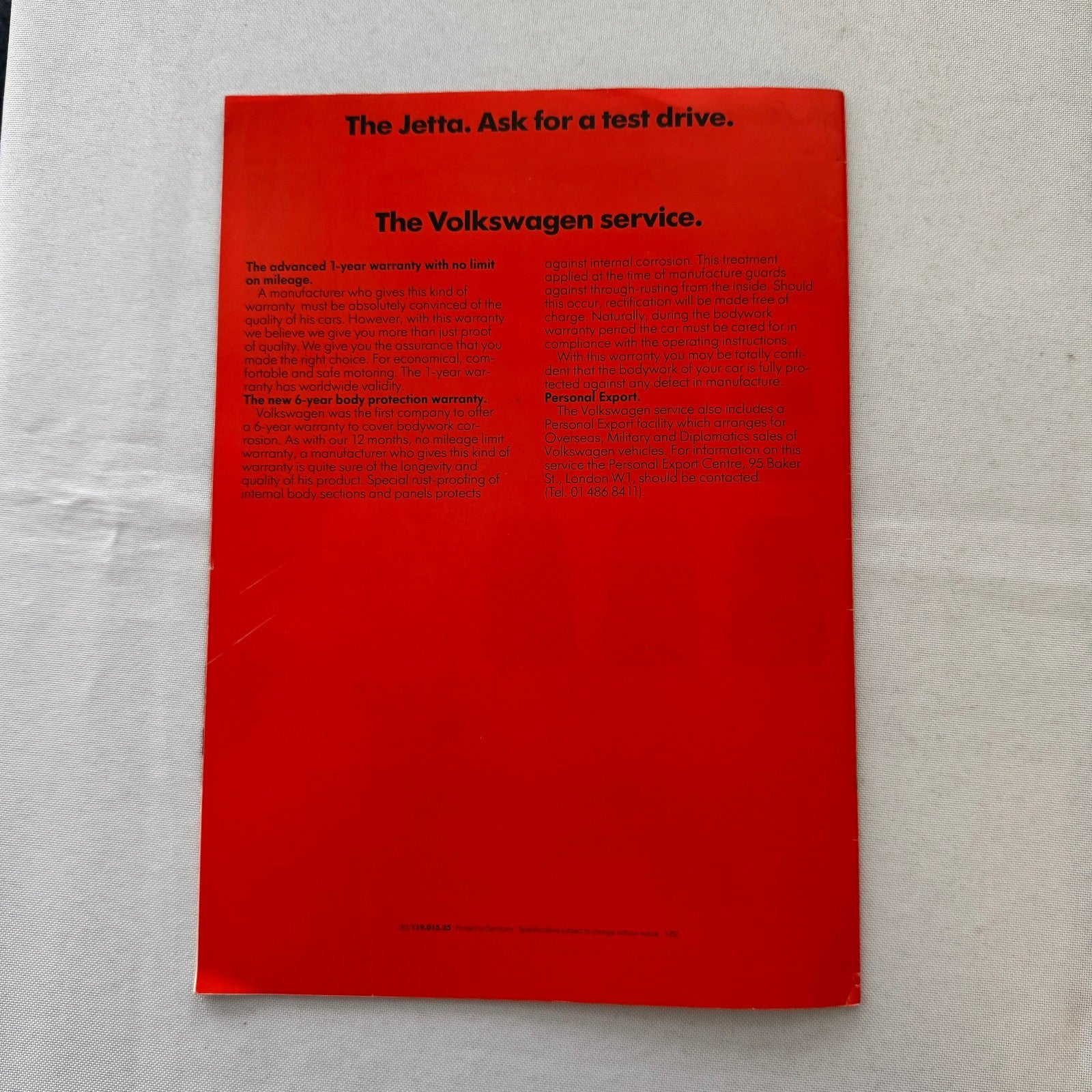 1982 Volkswagen Jetta Sales Brochure Catalog Advertising VW Jetta