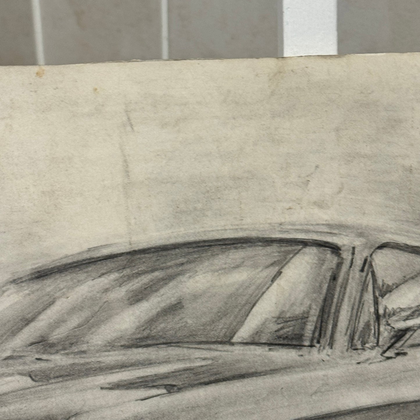 Ford Mustang Vintage Car Illustration Drawing Sketch Original Art Signed
