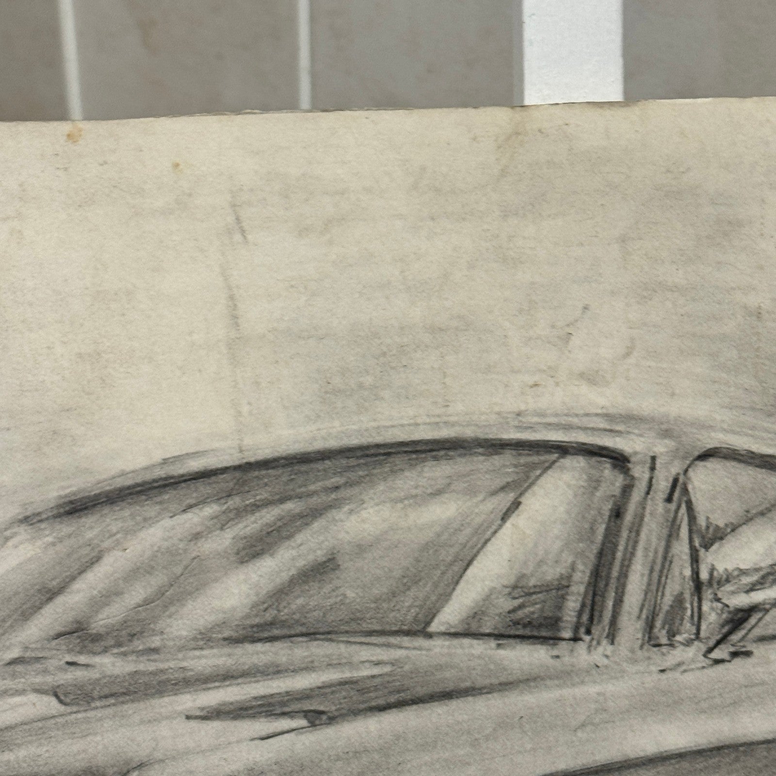 Ford Mustang Vintage Car Illustration Drawing Sketch Original Art Signed