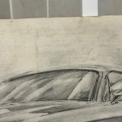 Ford Mustang Vintage Car Illustration Drawing Sketch Original Art Signed