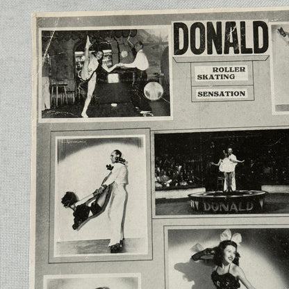 Vintage Rollerskating Roller Skate Act Donald Roller Skating Sensation Flyer