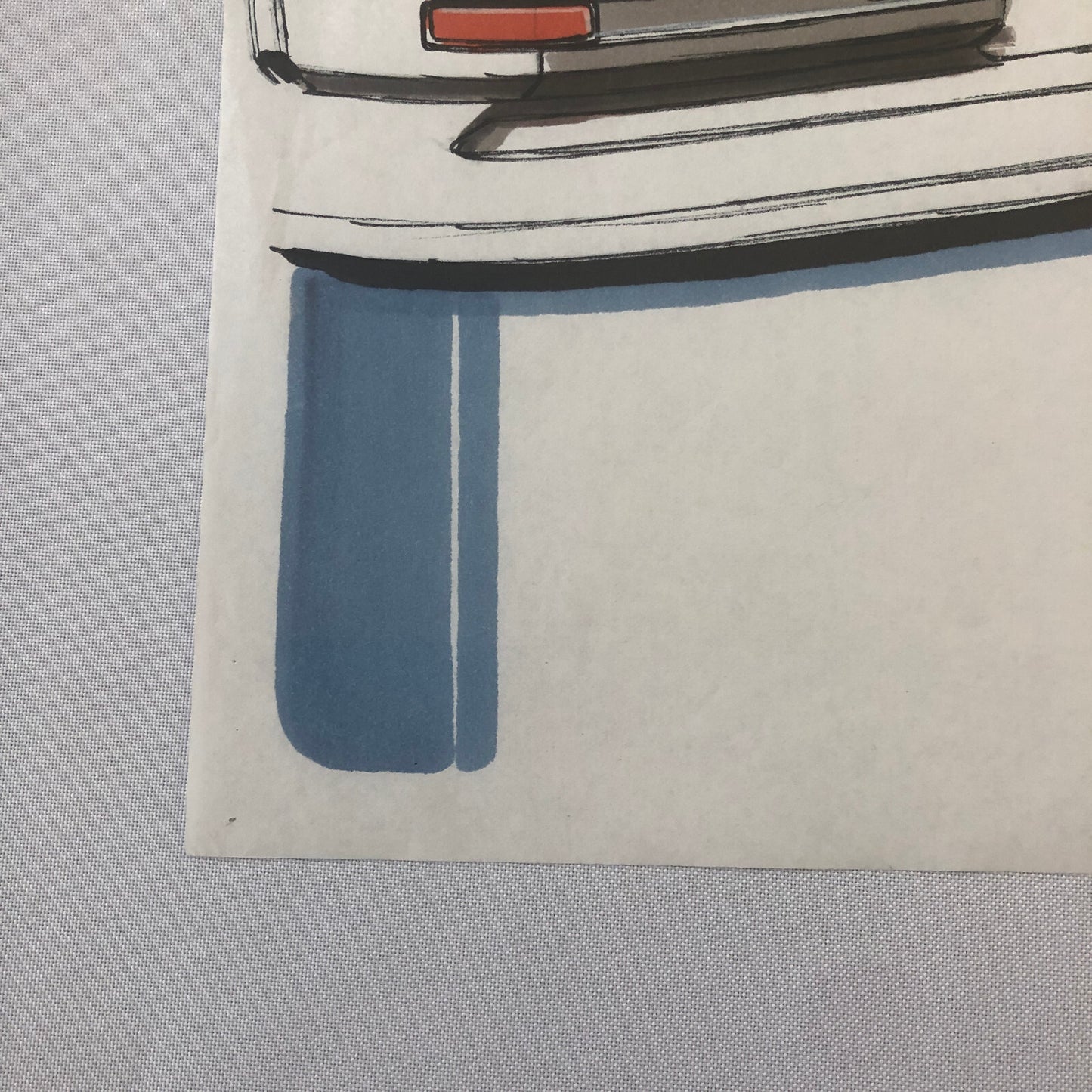 Vintage Concept Car Design Illustration Sketch Drawing Art Signed