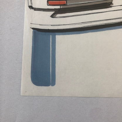 Vintage Concept Car Design Illustration Sketch Drawing Art Signed