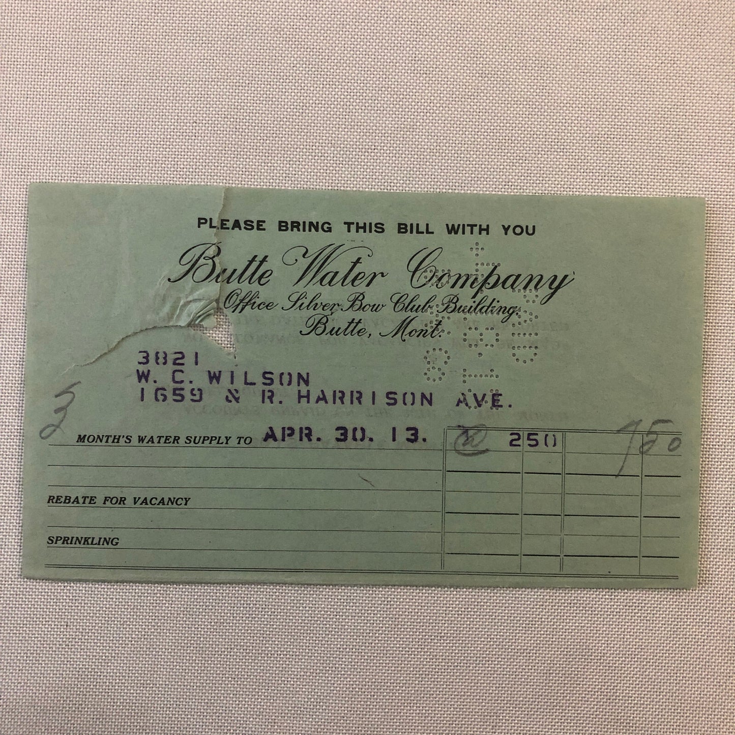 Butte Water Company Butte Montana Newspaper Document Ephemera Lot 9x 1910s