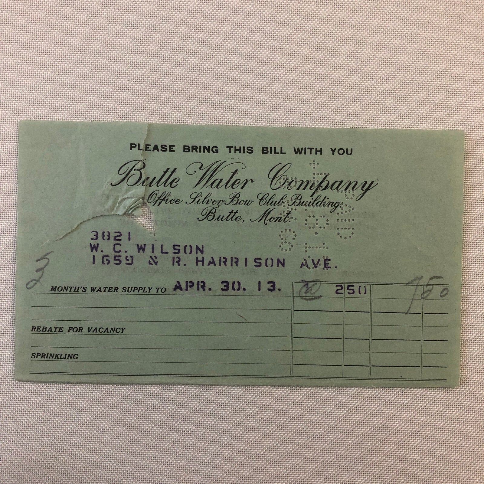 Butte Water Company Butte Montana Newspaper Document Ephemera Lot 9x 1910s