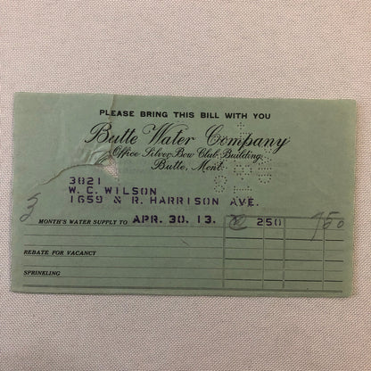 Butte Water Company Butte Montana Newspaper Document Ephemera Lot 9x 1910s