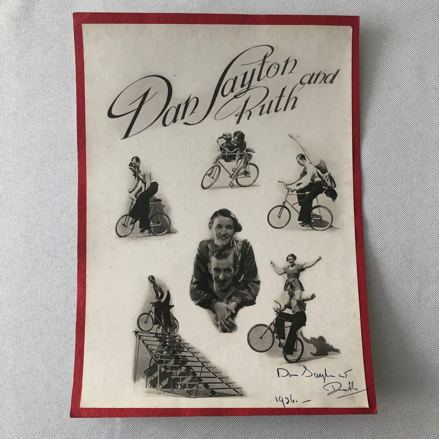 Vintage Circus Photo Dan Sayton Ruth Bicycle Balancing Act Performer Photograph