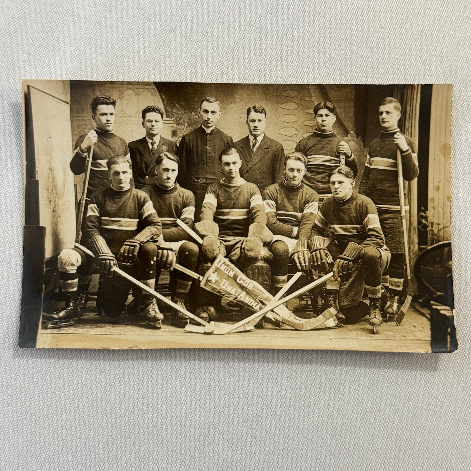 1928 Antique Hockey RPPC Real Photo Postcard Post Card Team Vintage Sports