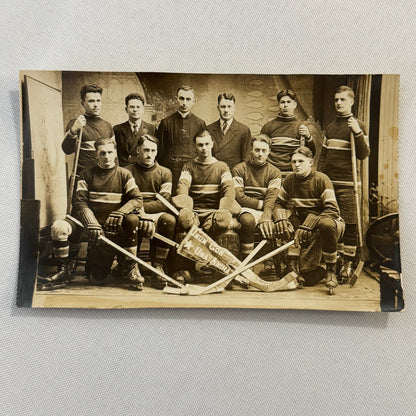 1928 Antique Hockey RPPC Real Photo Postcard Post Card Team Vintage Sports