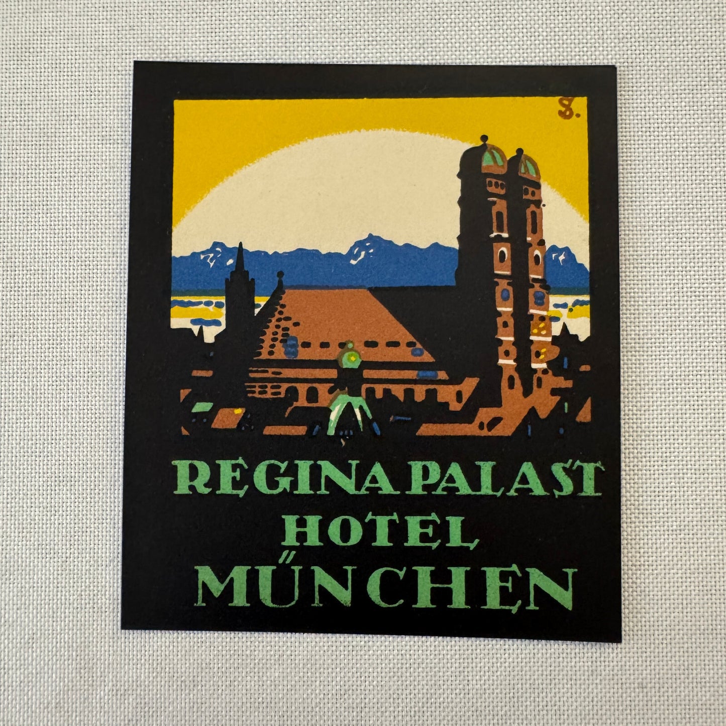 Vintage Hotel Travel Label Regina Palast Hotel Munchen Germany German