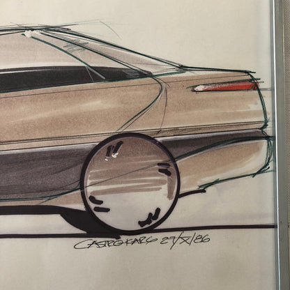 Car Styling Concept Illustration Art Drawing Sketch Vintage Signed 1986
