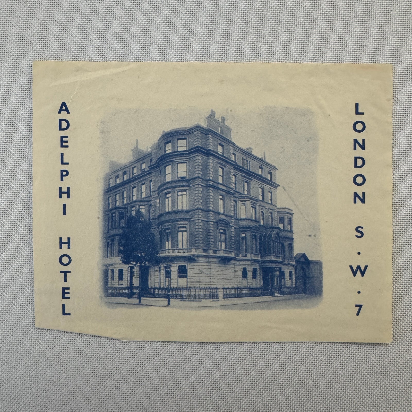Vintage Hotel Travel Label Adelphi Hotel London UK
