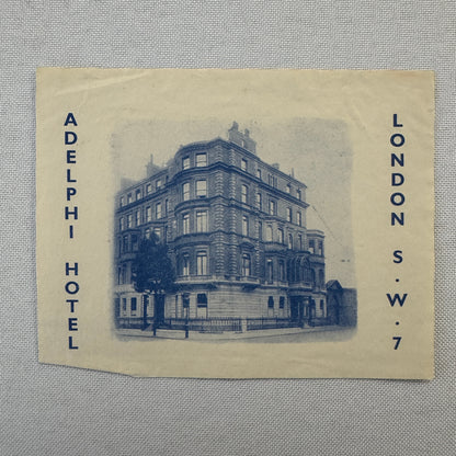 Vintage Hotel Travel Label Adelphi Hotel London UK