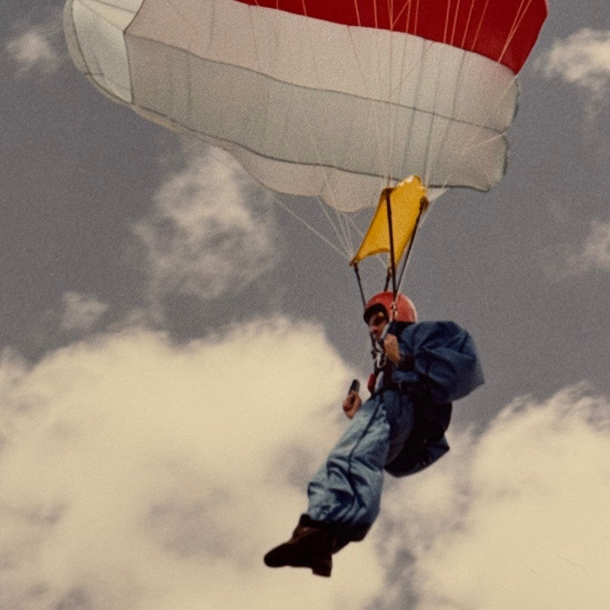 Vintage Skydiving Parachute Photo Large Format Aviation Photograph 1970s-80s