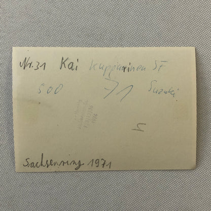 Vintage Motorcycle Racing Photo photograph Rider Kai Kuparinen Suzuki 1971