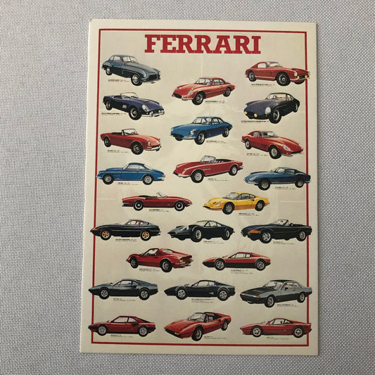 Ferrari Postcard Post Card 250 246 GT 288 GTO Mondial 412 512 BBi Daytona 275 +