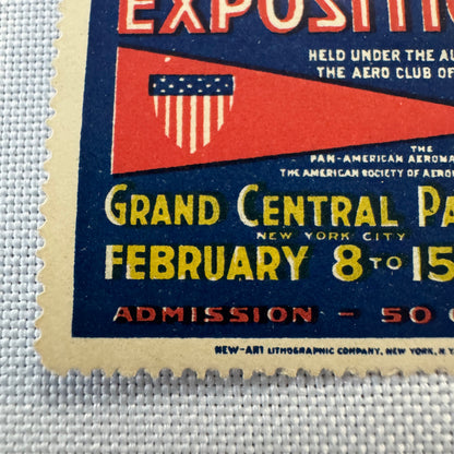 Aeronautic Exposition Aero Club of America 1917 Vintage Stamp Aircraft Aviation