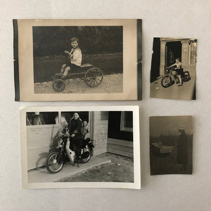 Vintage Photograph Lot Children with Ride On Toys Bikes Cars Pedal Car Tricycle 