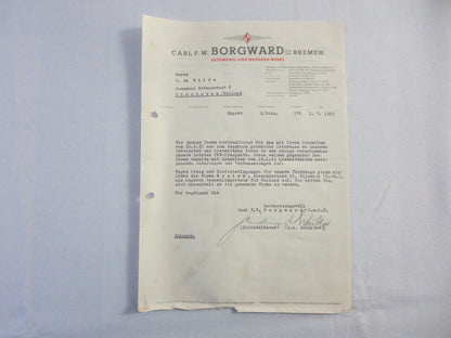 1953 Borgward Letter Letterhead Document - German Text 