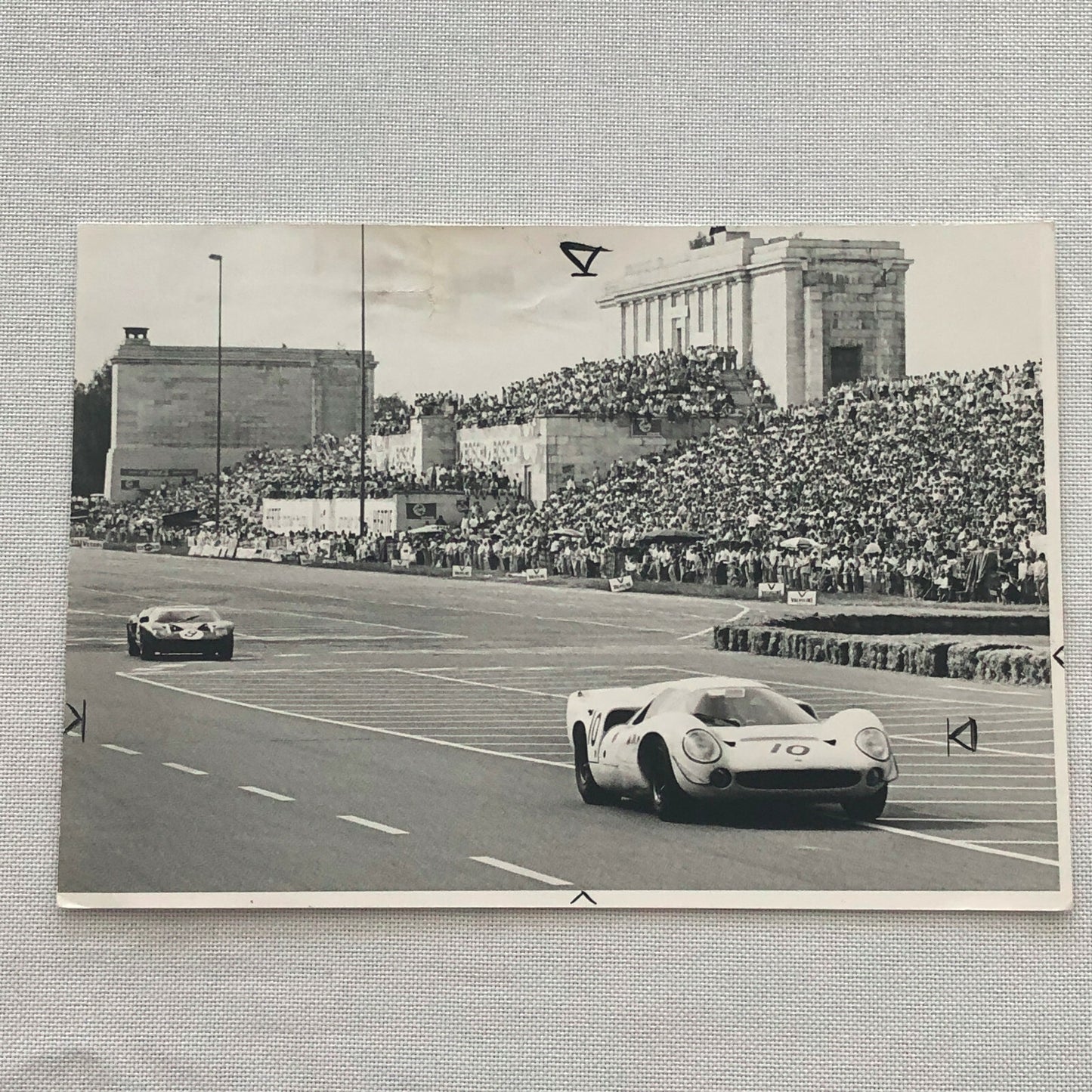 Vintage 1967 Ford GT40 and Lola T70 Racing Photo Photograph Norisring Circuit 