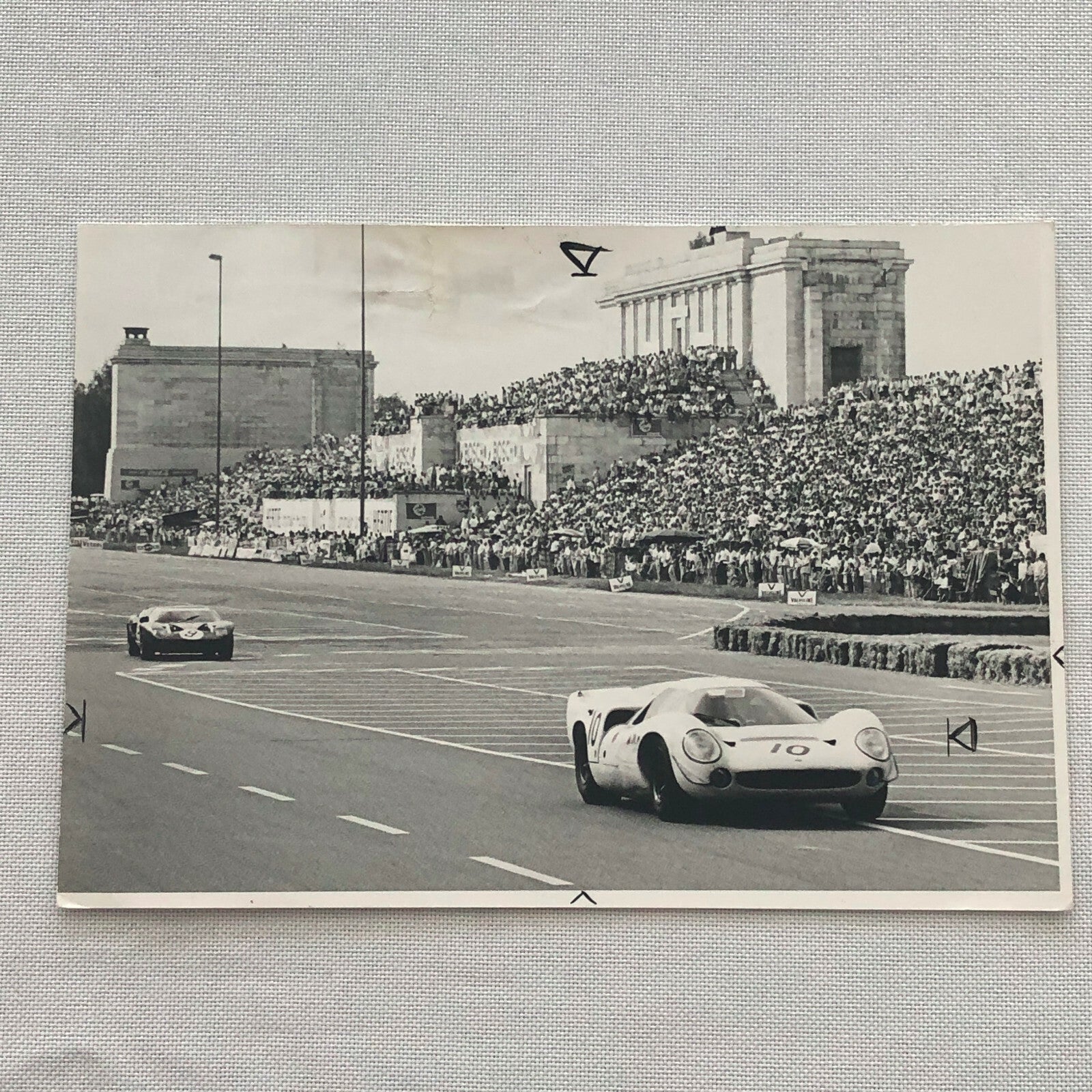 Vintage 1967 Ford GT40 and Lola T70 Racing Photo Photograph Norisring Circuit 