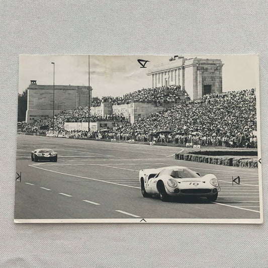 Vintage 1967 Ford GT40 and Lola T70 Racing Photo Photograph Norisring Circuit 