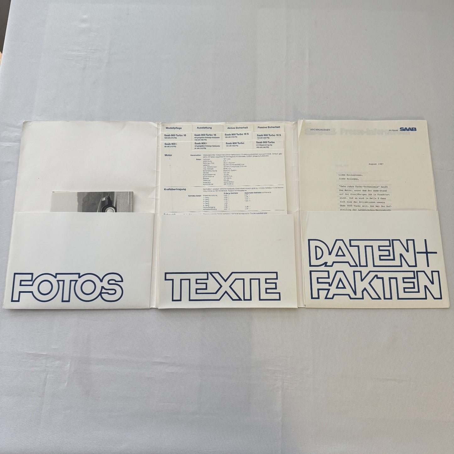 1988 Saab Press Kit Brochure Photos Saab 900 Turbo Cabriolet Convertible GERMAN