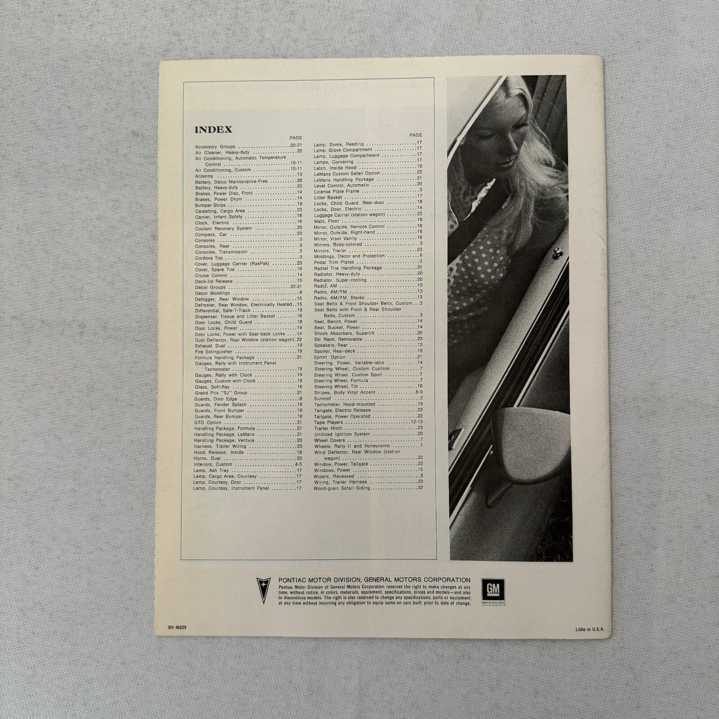 1973 Pontiac ACCESSORIES Sales Brochure Catalog Firebird Ventura GTO Catalina +