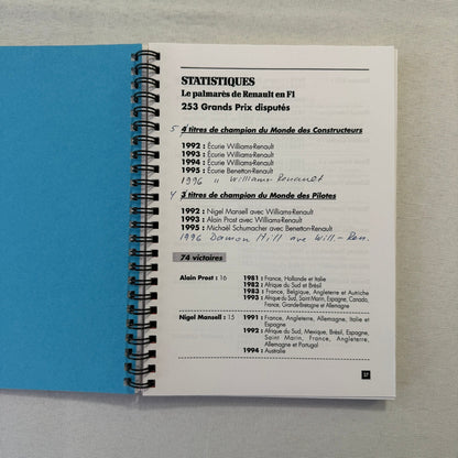Renault Formula One F1 Racing Championship Press Brochure FRENCH 1992 - 1995