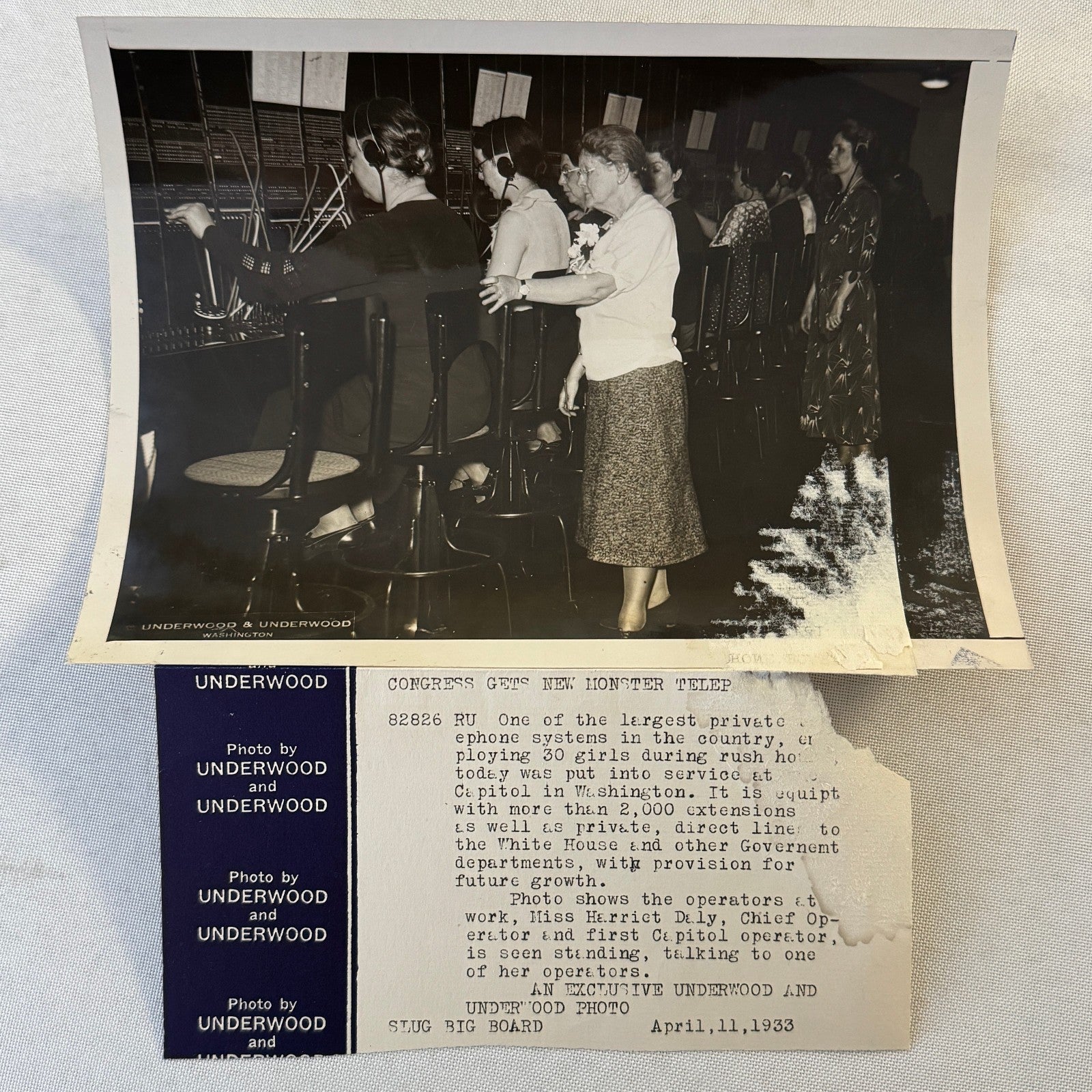 Press Photo Photograph New Congress Telephone System Switchboard 1933