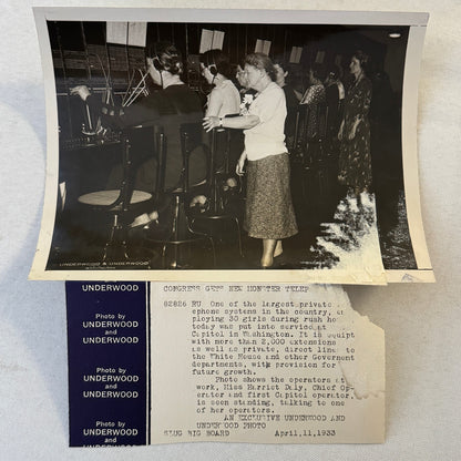 Press Photo Photograph New Congress Telephone System Switchboard 1933