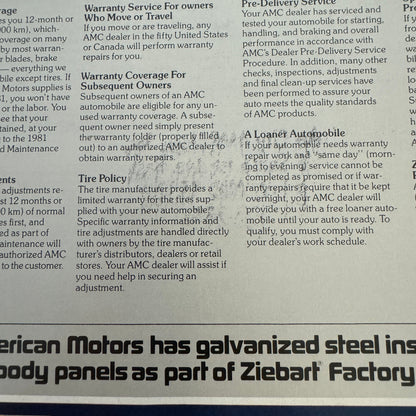 1981 AMC American Motors Spirit Concord Sales Brochure Catalog Advertising