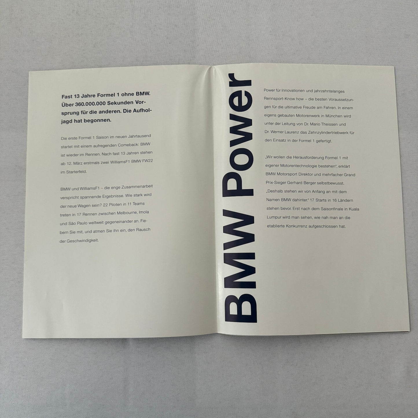 Williams BMW F1 Formula One Racing Poster Brochure German Text Compaq