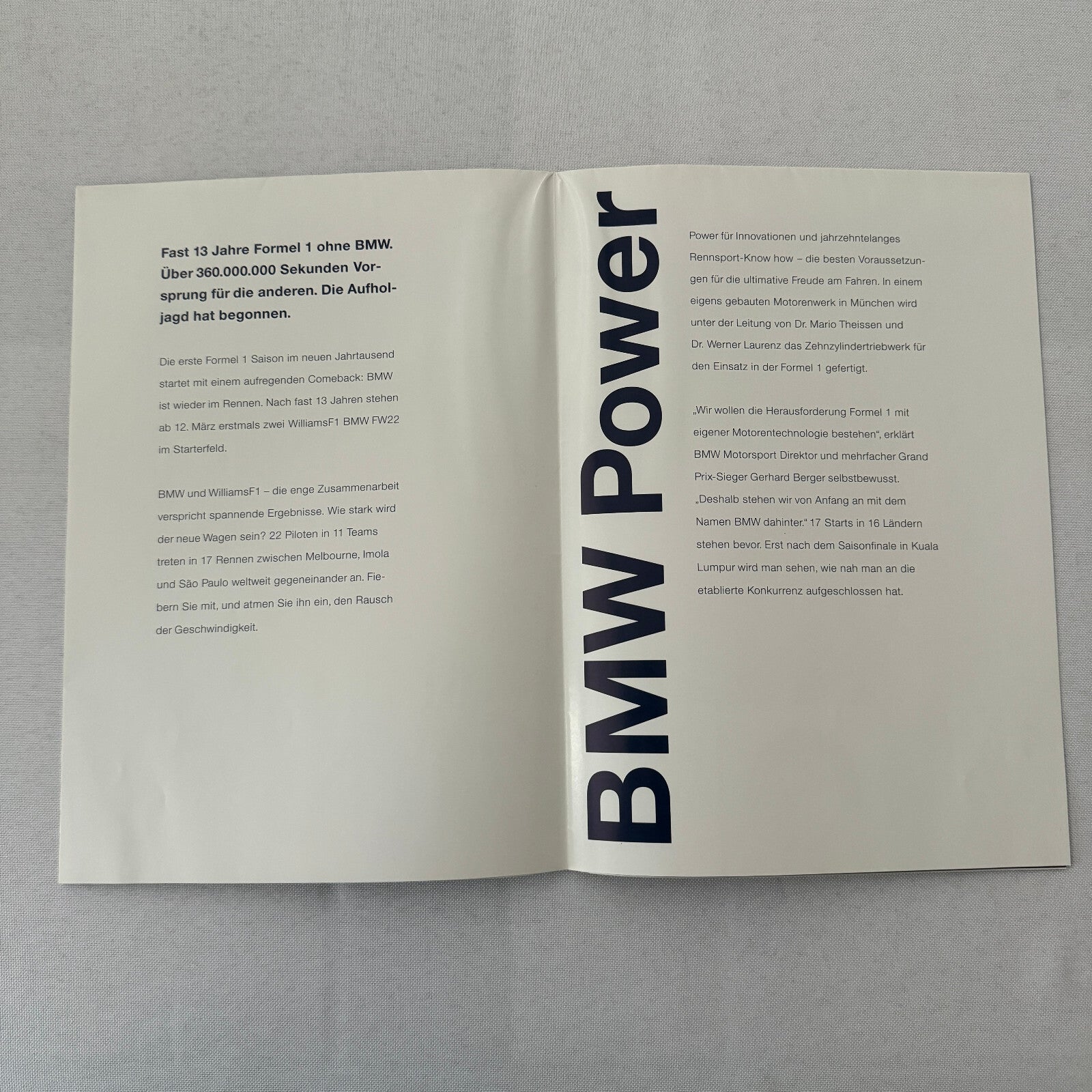 Williams BMW F1 Formula One Racing Poster Brochure German Text Compaq