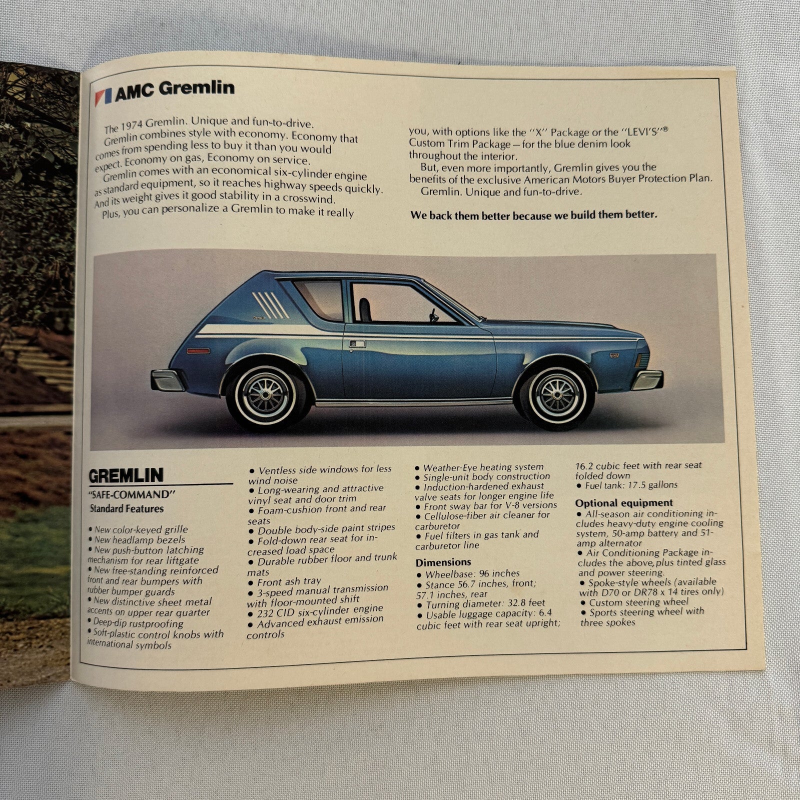 1974 AMC Gremlin Car Sales Brochure Catalog American Motors Gremlin Levis