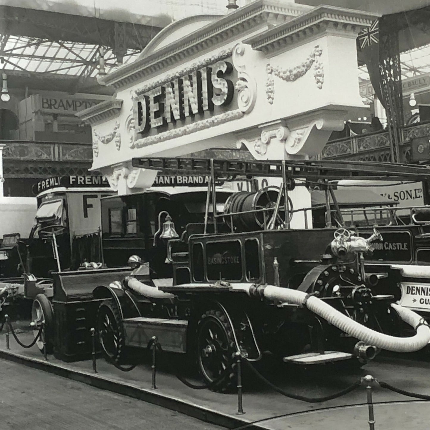 Antique Museum Photo Photograph Print Fire Truck in Museum Leyland Motors Sign +