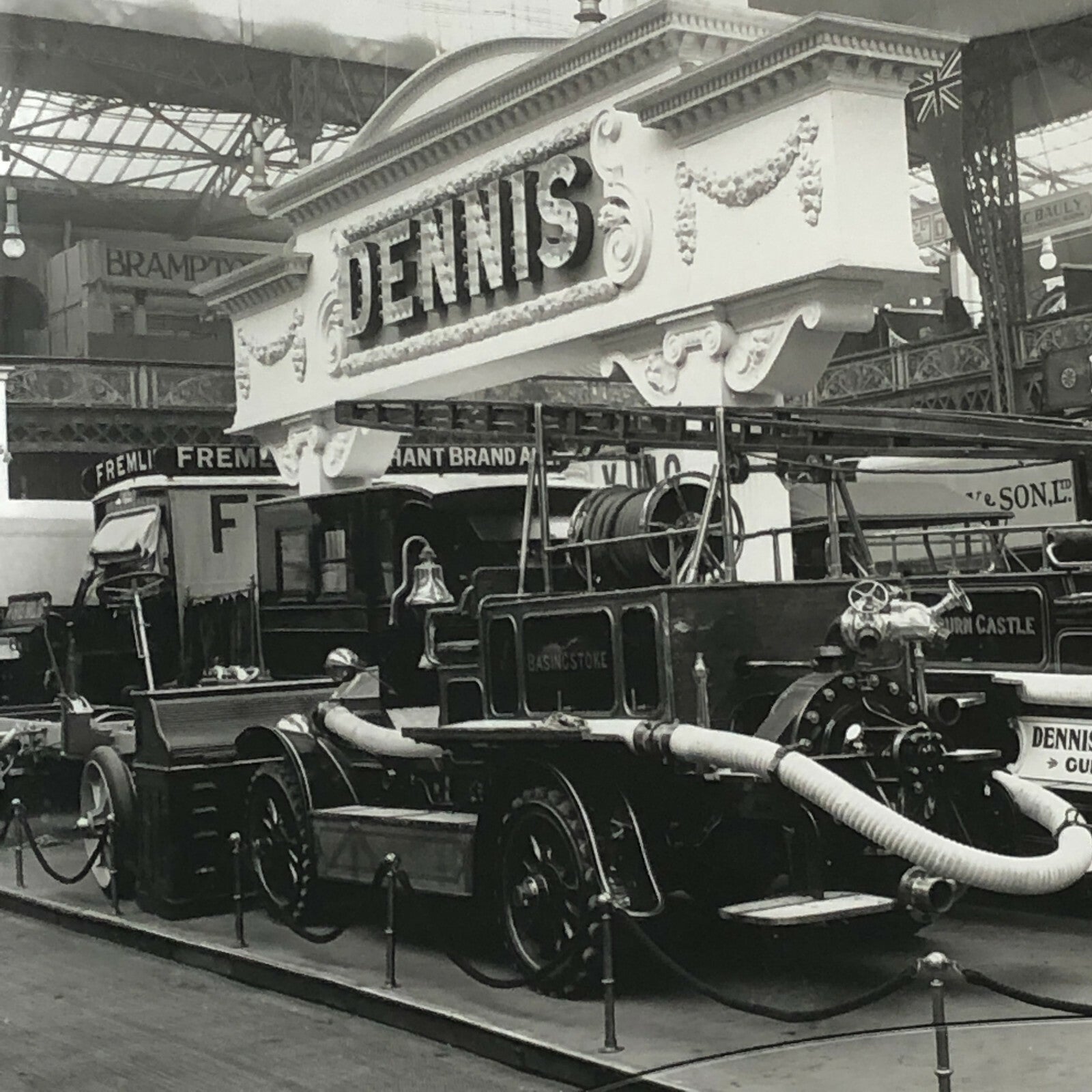 Antique Museum Photo Photograph Print Fire Truck in Museum Leyland Motors Sign +