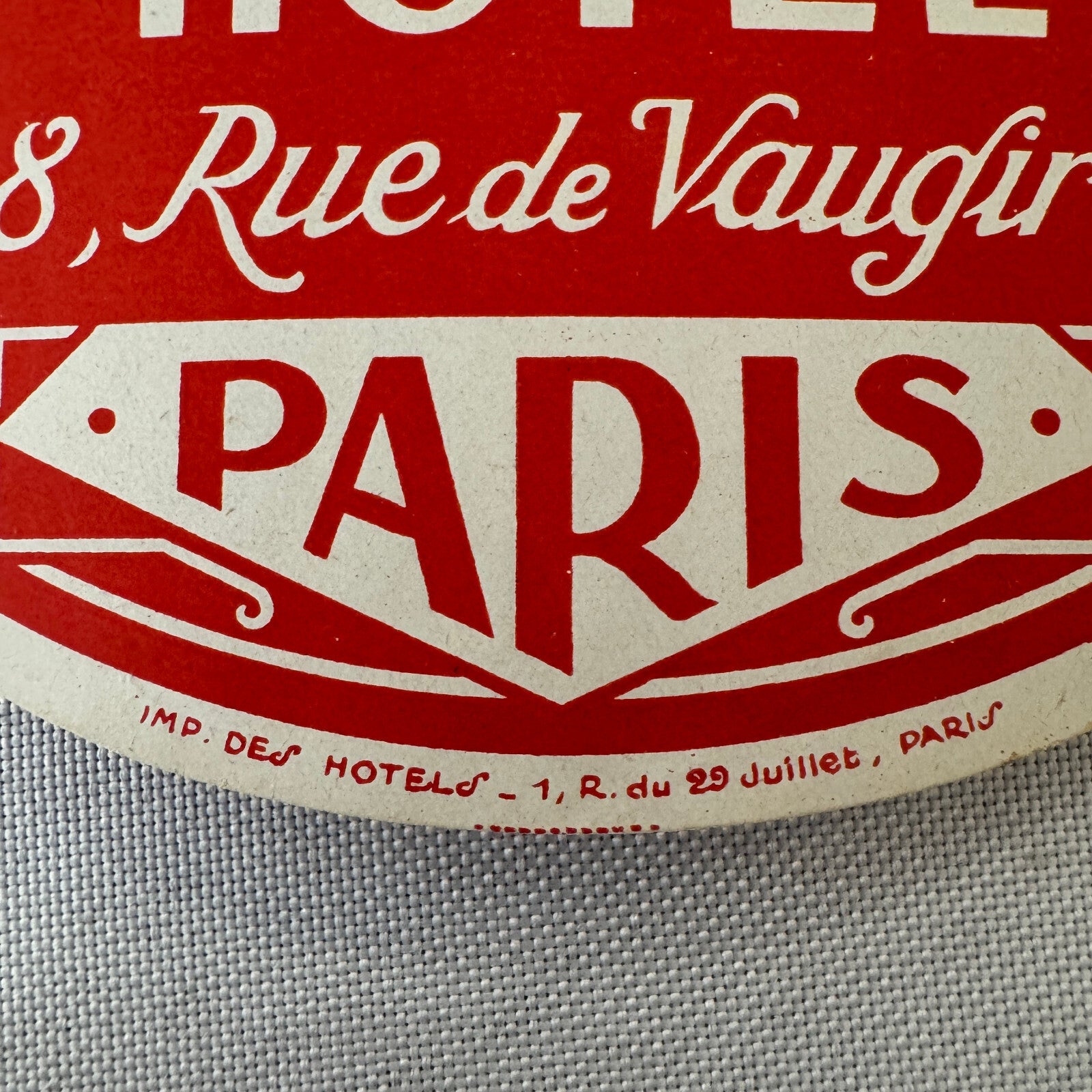 Vintage Hotel Travel Luggage Label Gallic Hotel Paris France
