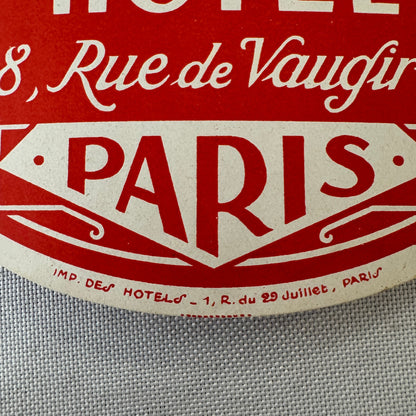 Vintage Hotel Travel Luggage Label Gallic Hotel Paris France