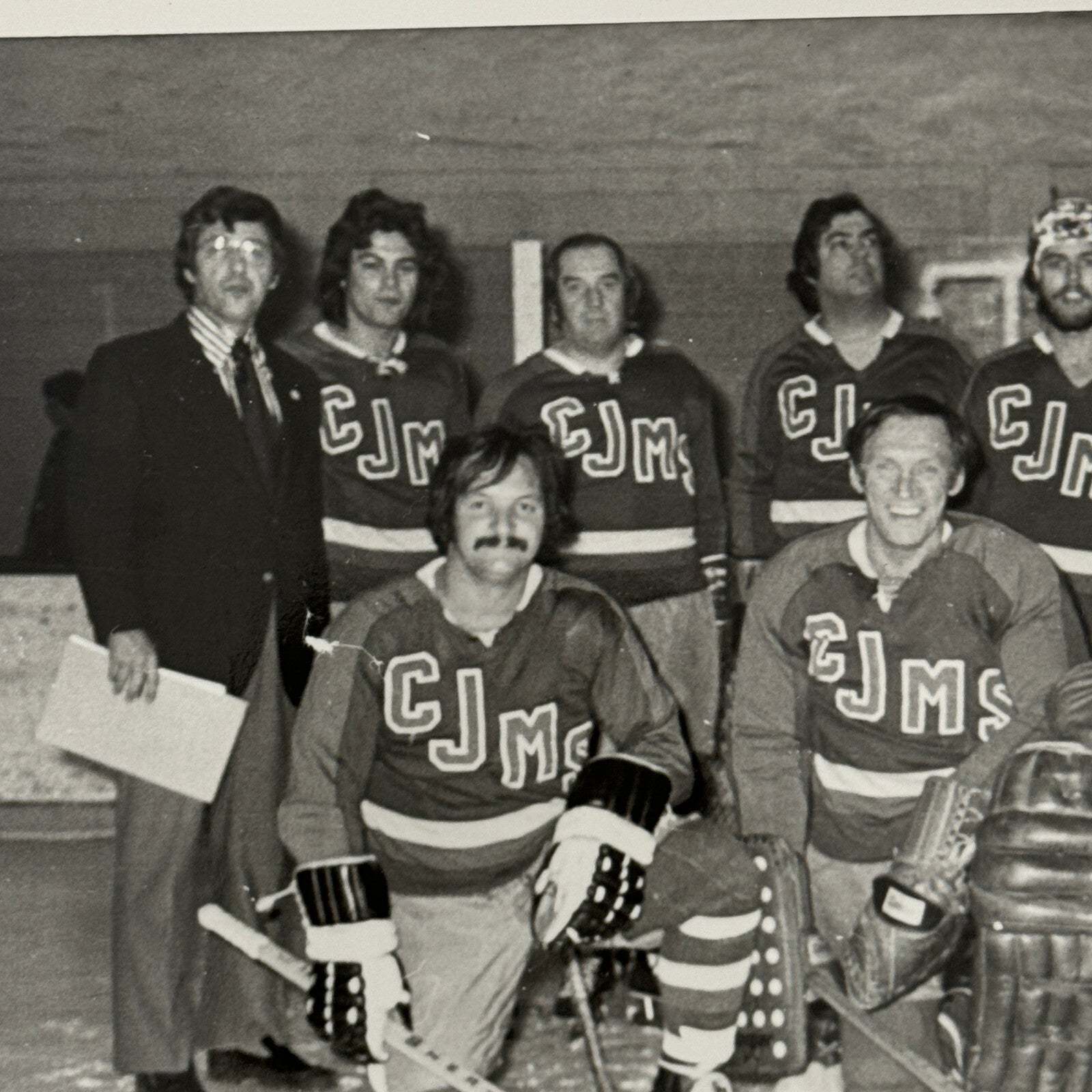 Vintage Hockey Game Photo Photograph Quebec Amateur Players CJMS