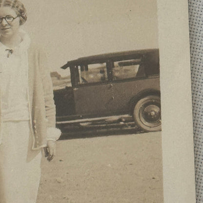 Vintage Car Photo Photograph Print Woman with Automobile Snapshot