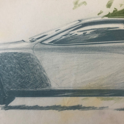 Vintage Concept Car Design Illustration Sketch Drawing Art Signed NOTTRODT 1970