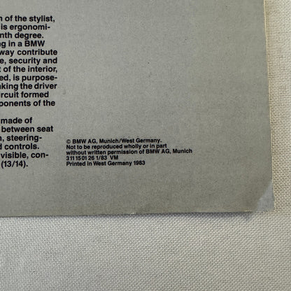 1983 BMW Sales Brochure Catalog 318i 528e 533i 633 CSi 733i 633CSi