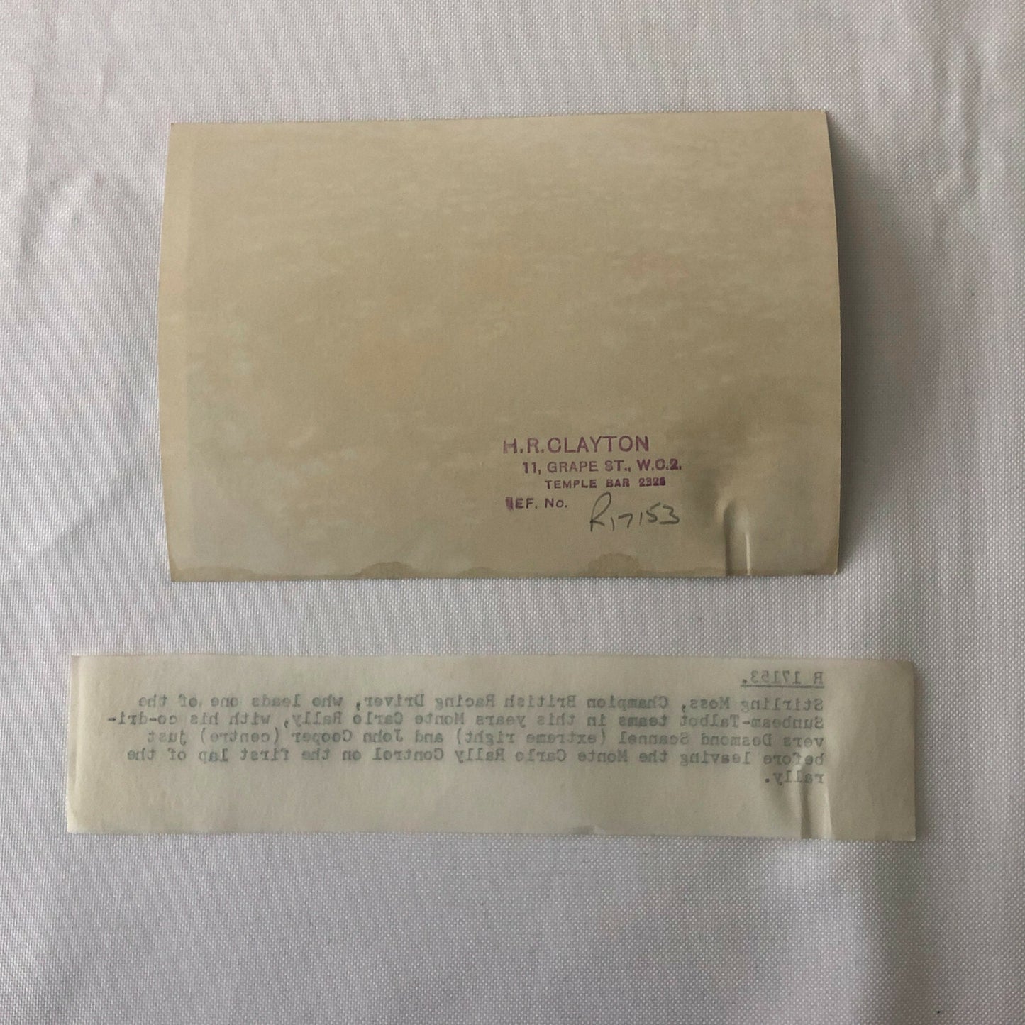 Vintage Monte Carlo Rally Photo Photograph Stirling Moss Sunbeam Talbot 90 1953