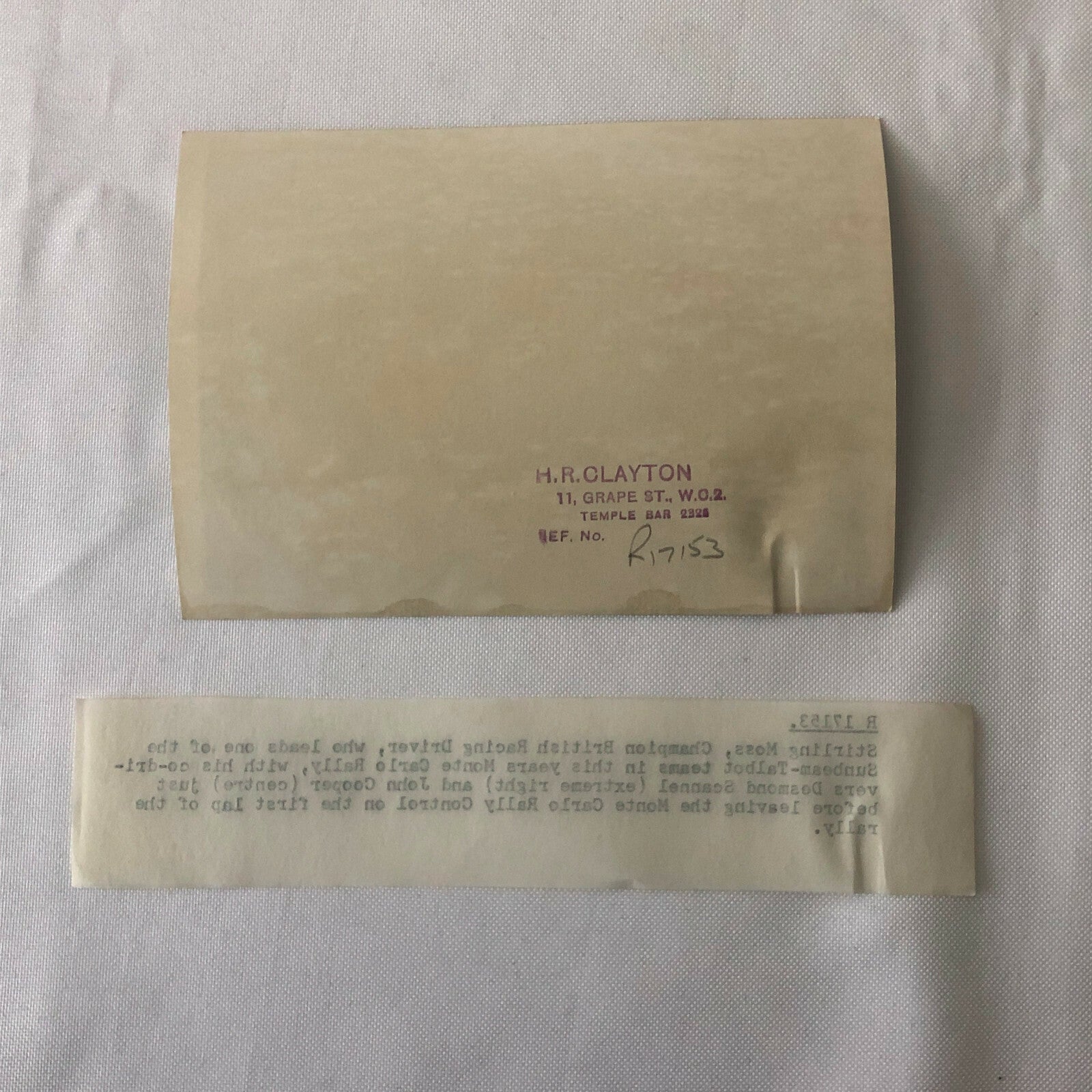 Vintage Monte Carlo Rally Photo Photograph Stirling Moss Sunbeam Talbot 90 1953