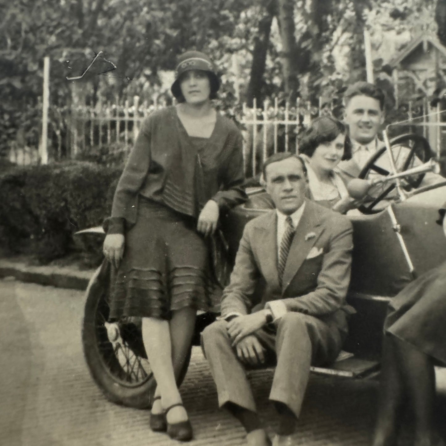 Vintage Postcard Real Photo Postcard RPPC People Fiat Car Automobile