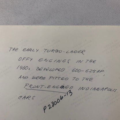 Indy Indianapolis 500 Racing Photo Photograph Offenhauser Engine 1960s