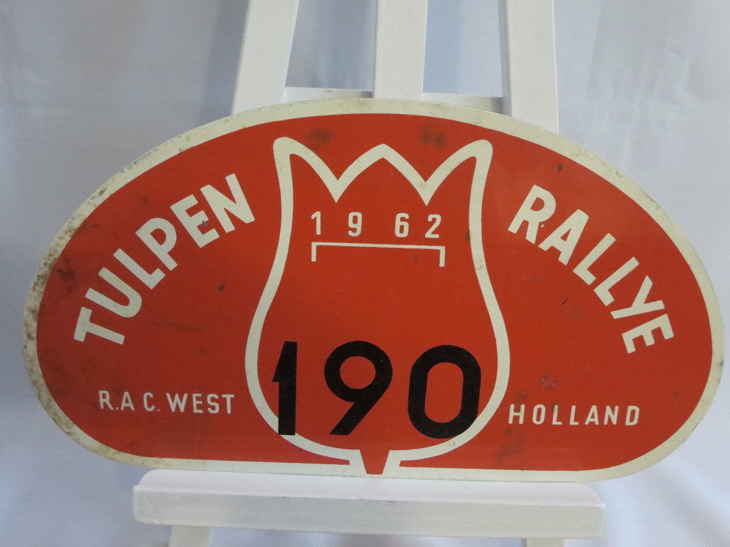 Vintage 1962 Tulpen Rallye Car Club Rally Plate Plaque Sign Metal #190