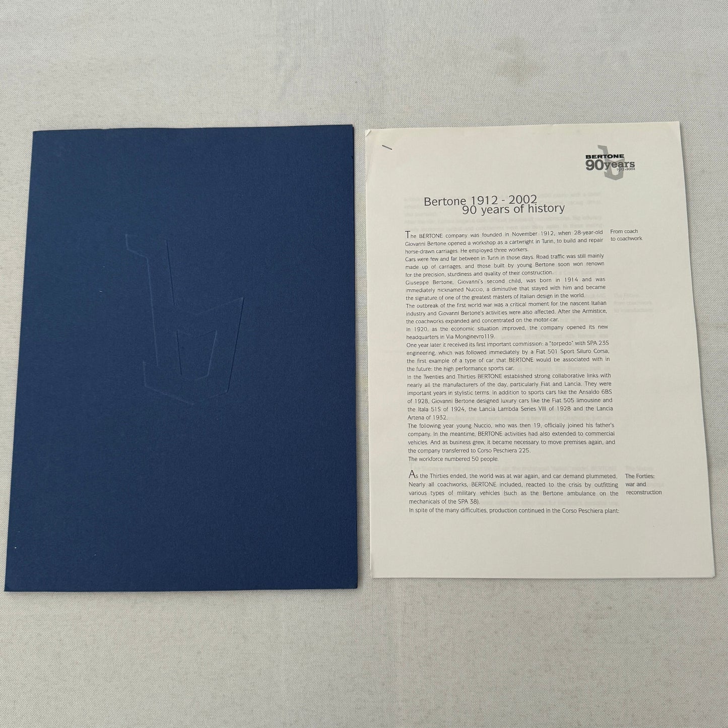 2002 Bertone Car History Press Kit in Embossed Folder Alfa Romeo Lamborghini +
